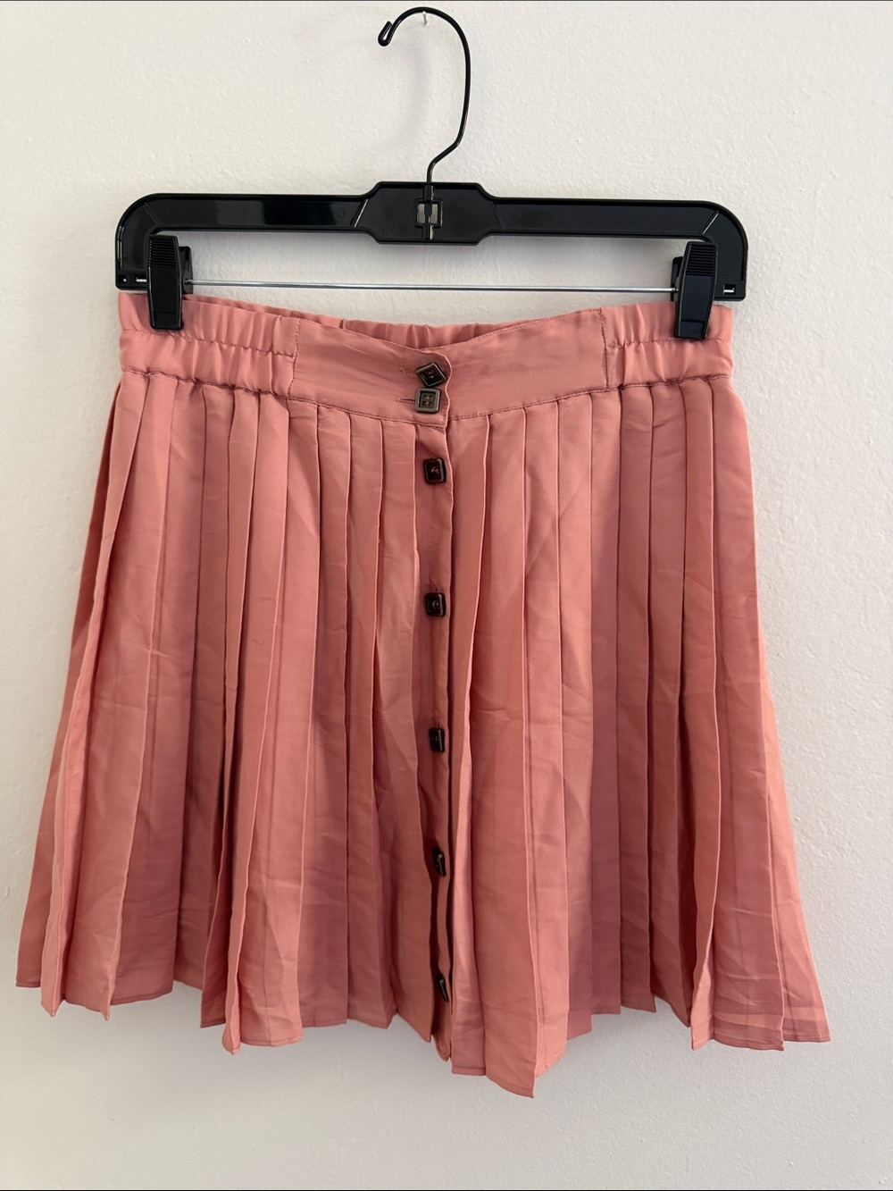BCBGeneration Pleated Button-Front Skater Skirt in Dusty Pink